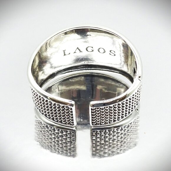 LAGOS Gorgeous Caviar Collection Sterling Silver Hinged Heavy Bracelet Size M - Picture 5 of 12